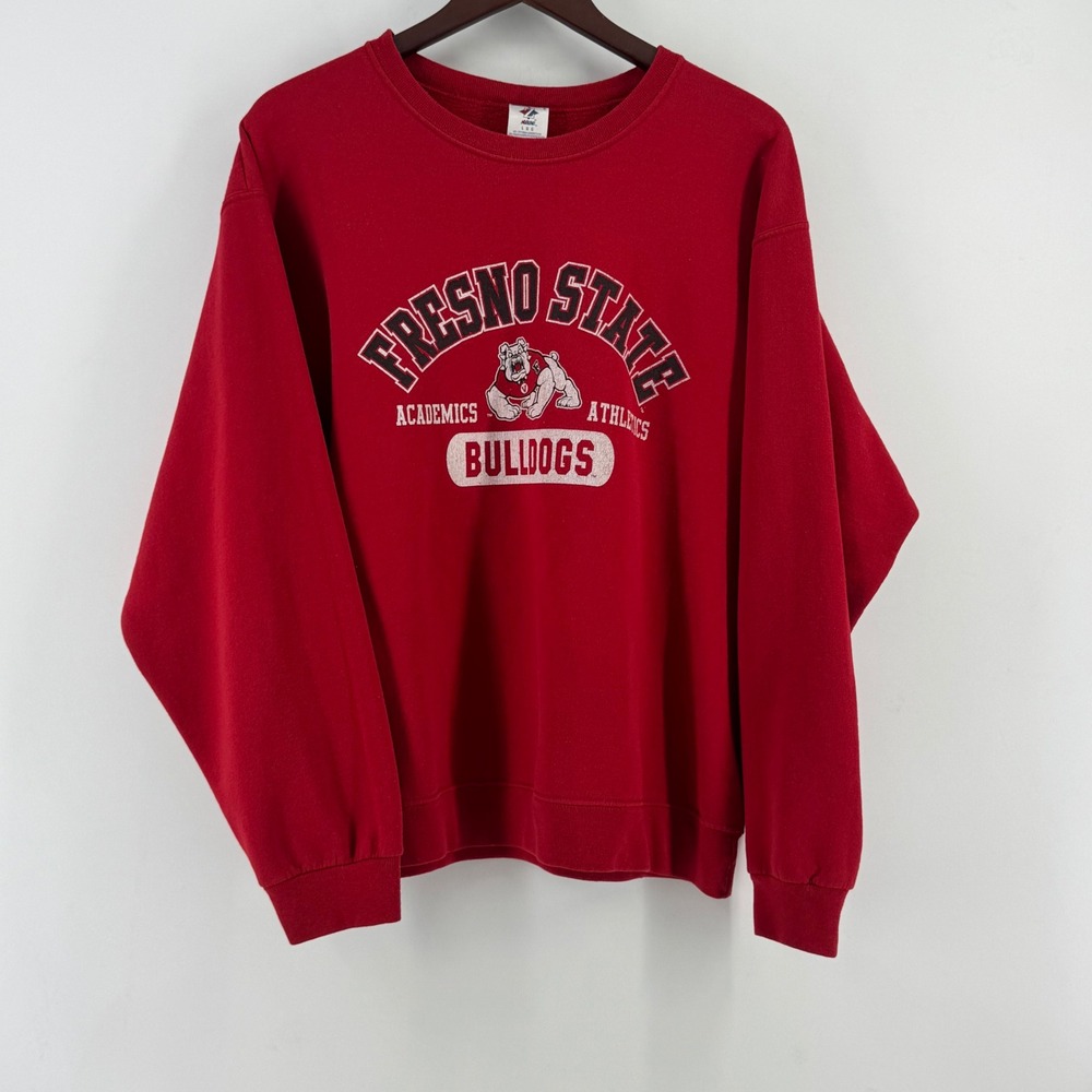 Jerzees Fresno State Bulldogs Crewneck Sweatshirt Red Mens Large 0656